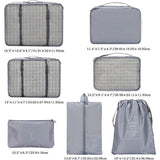 Set van 7 stuks bagagekubussen, kofferorganizer, kledingtassen, schoenenzakken, opbergsysteem voor vakantie, reizen (grijs)