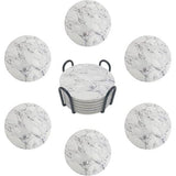 set van 6 ronde marmeren onderzetters met metalen handvat voor huisdecoratie, feesten, drankjes, koffie, wijn, bekers en bar