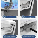 Toiletborstel met houder wandmontage zonder boren, siliconen toiletborstel met houder, toiletborstel siliconen borstelharen, toiletborstel siliconen voor badkamer - zwart.