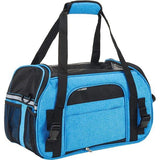 Transportbox voor honden en katten, opvouwbaar, waterdicht, met schouderriem, zacht gevoerd, voor reizen in het vliegtuig, auto of trein, voor huisdieren (blauw, L: 47 x 23 x 28 cm)