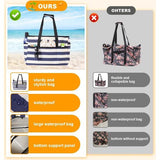 Strandtas XXL familie grote badtas strandtas met ritssluiting strandtas opvouwbare schoudertas badtas familie shopper handtas voor strand vakantie reizen