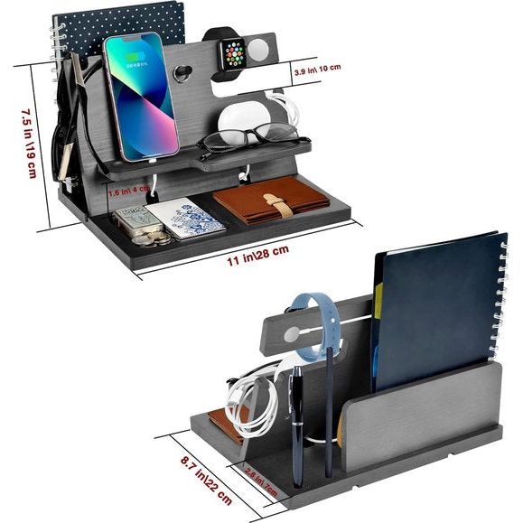 Cadeaus voor mannen, houten telefoondockingstation, horloges, portemonnees, nachtkastorganizer, cadeau, echtgenoot, cadeau voor hem, vader, broer, Kerstmis, jubileum, verjaardagscadeau voor mannen,