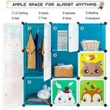 Uitbreidbaar kinderrek kinderkledingkast traprek boekenrek met deuren, diepere vakken dan normaal (45 cm vs. 35 cm), 110 x 47 x 110 cm blauw