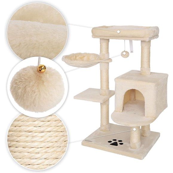 Krabpaal, klimboom, kattenkrabpaal, hoogte 93 cm, beige