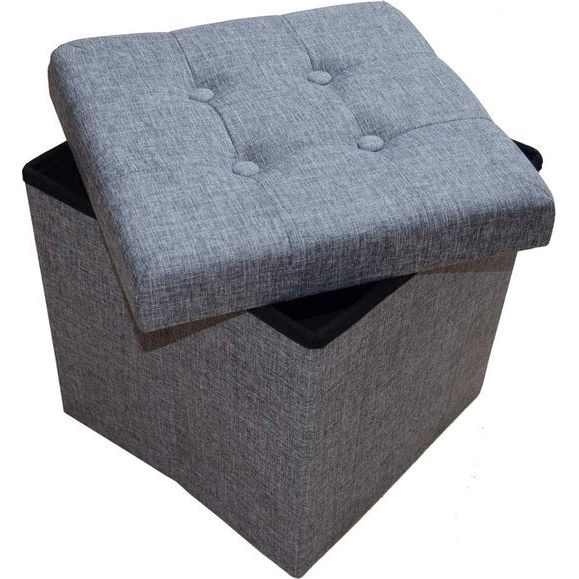 Zitbank met opbergruimte, opvouwbaar, belastbaar tot 300 kg, linnen, 38 x 38 x 38 cm