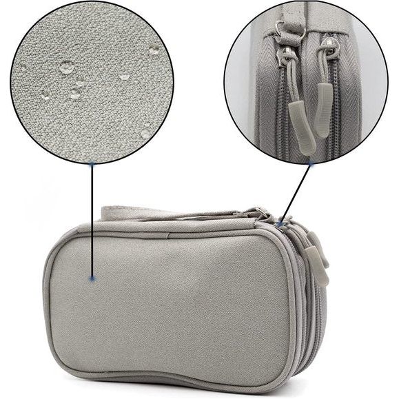 Kabel Organizer Tas Waterdichte, Kleine Kabel Tas Dubbellaags SD kaart Tas Elektronische Tas Elektrische Organizer Kabel Tas Elektronica Accessoires Organizer Kabel voor Reizen Grijs