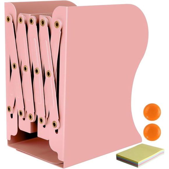 Boeksteun, boekensteunen, metalen boekensteun, 1 stuk boekenhouder, verstelbare boekensteun, boekensteun voor plank, boekensteunen metaal roze voor bureau, uittrekbaar tot 49,8 cm