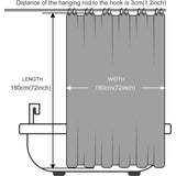180x180 douchegordijn, schimmelwerend in badkamergordijn voor badkuip, douche, textielgordijnen van stof, waterdicht, wasbaar, met 12 douchegordijnringen, grijs.