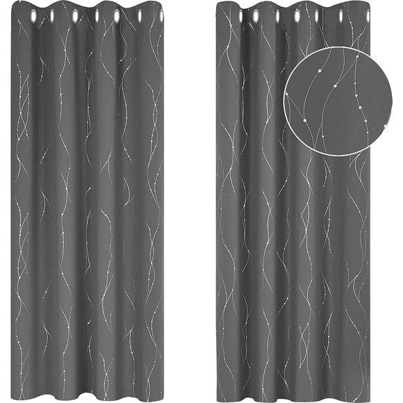 Deconovo Licht Grijs Gordijnen, Stippellijn Folie Afgedrukt Thermisch Geïsoleerde Verduisterende Gordijnen, Raambehandeling Gordijnen voor Slaapkamer, 117 x 138 cm(Breedte x Hoogte), 2 panelen.