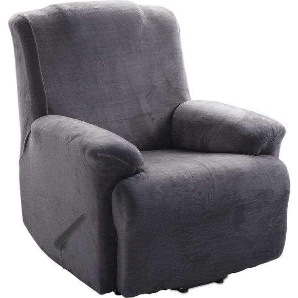 Fluwelen ruststoelhoezen, stretch zetelbeschermer, elastisch, pluche, stijlvolle luxe meubelhoezen, antislip, high stretch relaxstoelhoezen, ruststoel, grijs