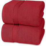 Grote katoenen badhanddoek, set van 2 - douchedoek, grote handdoeken 90 x 180 cm (rood)