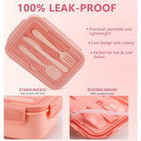 Bento Box voor kinderen en volwassenen, lunchbox voor volwassenen, broodtrommel met 3 vakken, lunchbox voor volwassenen en kinderen, met lepel en vork, magnetron- en vaatwasmachinebestendig