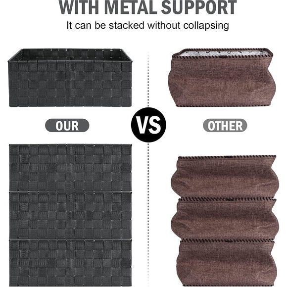 Opbergmand 34,4 cm, set van 6 stapelbare multifunctionele opbergmanden, opbergmanden voor het opbergen en organiseren van badkamer/keuken/kamer/handdoeken (grijs)