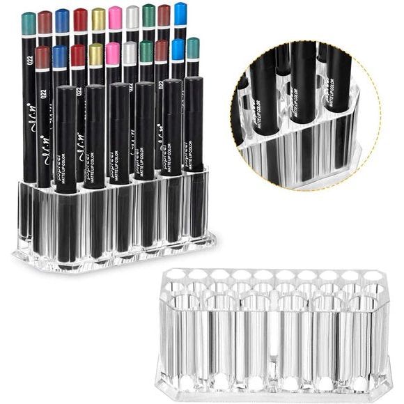 Acryl eyeliner-organizer, 26 kamers, acryl lipliner houder, wenkbrauwpotlood-organizer, transparante acryl make-up organizer voor eyeliner, wenkbrauwstift, make-upkwast