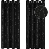 Zwart Gordijnen, Stippellijn Folie Afgedrukt Thermisch Geïsoleerde Verduisterende Gordijnen, Raambehandeling Gordijnen voor Slaapkamer, 117 x 138 cm(Breedte x Hoogte), 2 panelen