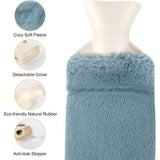 Warmwaterkruikslang, lang, 2 liter, met overtrek, 73 cm nekwarmwaterkruik om om te binden, warmtegordel om te warmen, ook te koelen voor nek, schouder, onderlichaam, rug, warmwaterfles voor