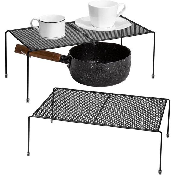 Organisatorplank voor keukenkast, 2 stuks opbergplank voor keukenkast, organisatorplank voor keukenkast met antislip rubberen voetjes