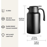 2L zwarte thermoskan 304 roestvrij staal dubbelwandige vacuüm geïsoleerde koffiepot koffie thermos, koffieplunder, sap/melk/thee isolatie pot