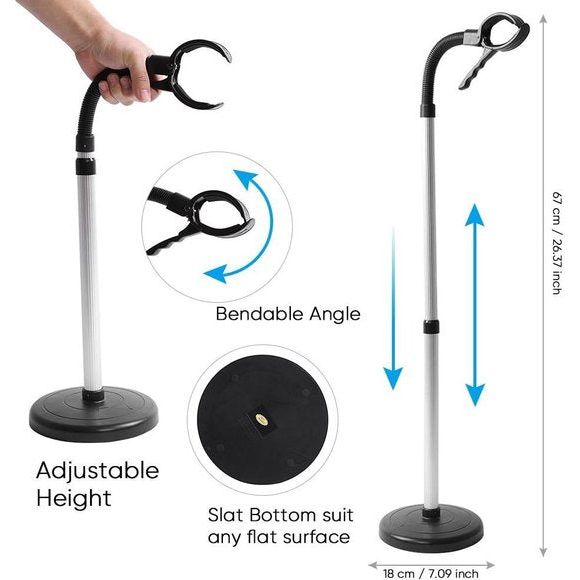 Föhnhouder, 360 graden instelbaar, roestvrij staal, handvrij, afneembare zuignap, standaard met klemhouder, 40 x 19 x 6 cm