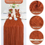 Tafellopers van terracotta, rustieke tafelloper van gaas, 55 x 180 cm, kaasdoek, boho-tafelloper, bruiloft, tafelkleed voor bruiloftsfeest, bruidsfeest, tafeldecorati