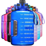 Drinkfles 2.2L Rietje & Time Marker, 2200ml Sportfles met handvat, 2.2L Waterfles BPA-vrij voor Camping, Yoga, Gym en Outdoor BLAUW