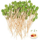 Cocktail Picks 100 stuks cocktailsticks fruit spiesen tandenstokers van hout bamboe cocktailspiesen voor taarten decoratie cupcakes fruit desserts grillgerechten fingerfood fruit bruiloft party accessoires groen 13 cm