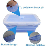 Set van 2 opvouwbare voedselbewaardozen met deksel, opvouwbare siliconen broodtrommel, BPA-vrij, opvouwbare voedselbewaarcontainers, siliconen opvouwbare container, voor kamperen, picknicken, wandelen, kantoor, keuken