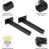 Zwevende plankhouders, zwart, 2 stuks, zware industriële retro wandgemonteerde plank, verborgen plankdragers, plankconsole, plankondersteuning, doe-het-zelf aangepaste wandplanken, 20 cm