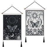 Pack of 2 Small Tapestries with Tassels, Sun and Moon Tapestry Tarot Wall Hanging Butterfly Moth Tapestry Black and White Tapestry for Bedroom Aesthetics (Moon Eclipse)
