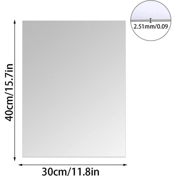 Spiegelstickers, spiegeltegels, zelfklevend, flexibele spiegel om op te plakken, tegelspiegel van acryl, acrylspiegel, spiegelfolie, wandspiegel (2,5 mm dik)