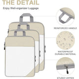 Kofferorganizerset, 4-delig, Packing Cubes, waterdichte reis-kledingtassen, paktassen voor koffer, verpakkingskubus met make-uptas, schoenentas (beige)