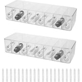 Kabelopbergdoos, 2 stuks kabelorganizerbox met deksel, 8 vakken, transparante oplaadkabelorganizer met 20 kabelbinders, kabelorganizerbox voor bureau opslag