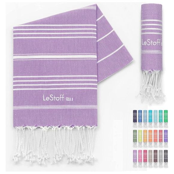 traditionele Hamamdoek Strandlaken Badhanddoek Saunahanddoek Douchehanddoek Spa Sport Yoga Reizen 100% Biologisch Katoen. Duurzaam, natuurlijk, zacht en voorgewassen.(50 x 100 cm, Lilac)