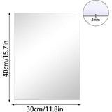 Zelfklevende acrylspiegel, HD-kleefspiegel, grote frameloze kunststof spiegel, 3 mm dikke acrylspiegeltegels, onbreekbare spiegel, rechthoekige wandlijmspiegel voor thuis, 40 x 30 cm
