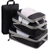 Compressie koffer-organizer, verpakkingskubus, bagage, opslag, tassen, kledingtassen, verpakkingskubus, paktassen (zwart, 4 stuks)