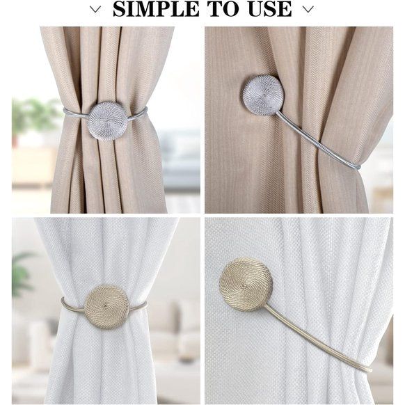 4 stuks magnetische gordijnhouders, gordijnhouders, gordijnhouders, gordijn voor slaapkamer, woonkamer, kantoordecoratie (grijs)