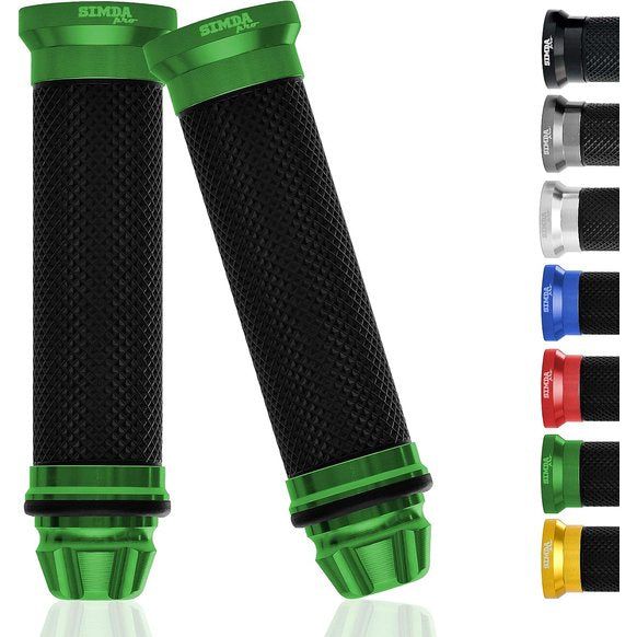 Universele stuurgrepen voor motorfiets, 22 mm - 24 mm, voor scooters, bromfietsen, hoogwaardige anti-slip motorhandgrepen, hoogwaardige rubberen handgrepen van CNC-aluminium, premium design