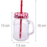 Drinkglazen met deksel, handvat en herbruikbaar rietje Herbruikbaar (iii) Glas Drinkglas Cocktail Ca. 500ml Set van 4