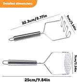 2 stuks aardappelstamper, roestvrijstalen aardappelstamper, keukenaardappelstamper, groentestamper, aardappelpers, voedselstamper, keukenhulp voor aardappelpuree, groenten en fruit
