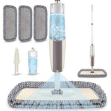 Spraymop vloermop met sprayfunctie, spraymop 360 graden roterende mop met 3 herbruikbare dweilpads en navulbaar waterreservoir van 410 ml voor alle vloeren