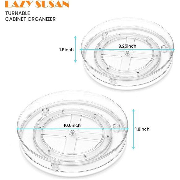 2-delige draaitafel koelkast, keukenorganizer, kruidenhouder draaibare keukenorganizer opslag, voor de voorraadkast, draaibare kruidenhouder voor voorraadpotten en kruiden, transparant