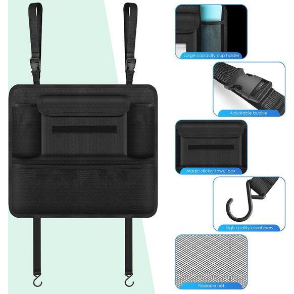 Auto-organizer tussen voorstoelen, auto-nettas, opbergtas, middenconsole, achterbank, organizer voor snacks, portefeuilles, dranken, telefoon