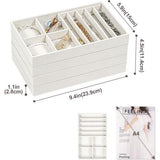 Sieradenbak-organizerset met 4 sieradenkommen, stapelbare sieradenlade-organizer, sieradeninzet sieradenopslag voor kettingen, armbanden, oorbellen, ringen, horloges - warm wit
