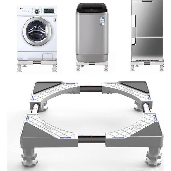 Wasmachinestandaard voor wasmachine-droger koelkasten, trillingsdempende verstelbare wasmachinebasis, belasting 300 kg (44-65 cm, 9-11 cm)