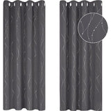 Slaapkamer Gordijnen Gestippelde Lijn Folie Gedrukt Thermisch Geïsoleerde Raambehandeling Oogje Verduisterende Gordijnen voor Woonkamer 117 x 138 cm(Breedte x Hoogte), Donkergrijs, Twee Panelen
