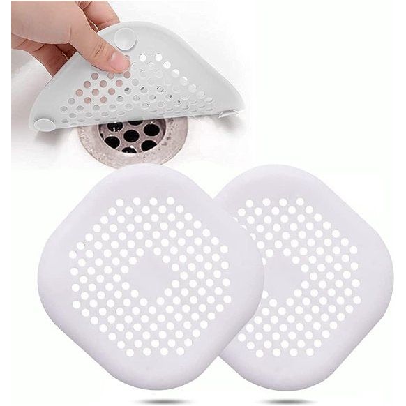 2 stuks herbruikbare siliconen afvoerzeef- douche, haarvanger, badkuip, afvoerafdekking, voor badkamer, badkuip en keuken (2x wit)