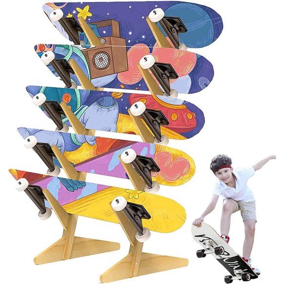 Skateboard standaard vloer 5-laags skateboard house hout skateboard opslag rack surfplank display house voor snowboard longboard surfboard penny board