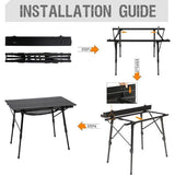 Campingtafel, opvouwbaar, in hoogte verstelbaar, klaptafel, aluminium, 90 x 53 cm, voor 4 personen, gemakkelijk op de camping, inklapbare vouwtafel