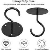 4 stuks, metaal, wandmontage, plafondhaken, planten, swag, haken, zware belasting, plafondhangers met schroeven, voor hangende plantenmanden, windgong, lantaarns, buitendecoraties, zwart