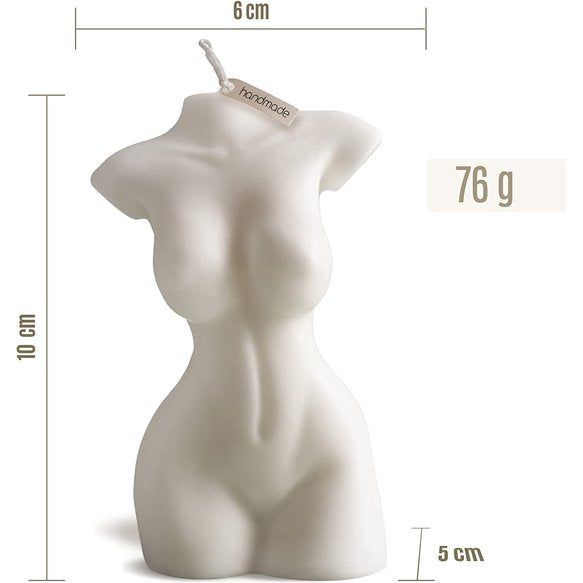 nudu - Body kaars - decoratieve kaars van natuurlijke bijenwas - sojawas - handgemaakt - decoratie - duurzaam - Woman/Guy - Herra 76g - wit/crème